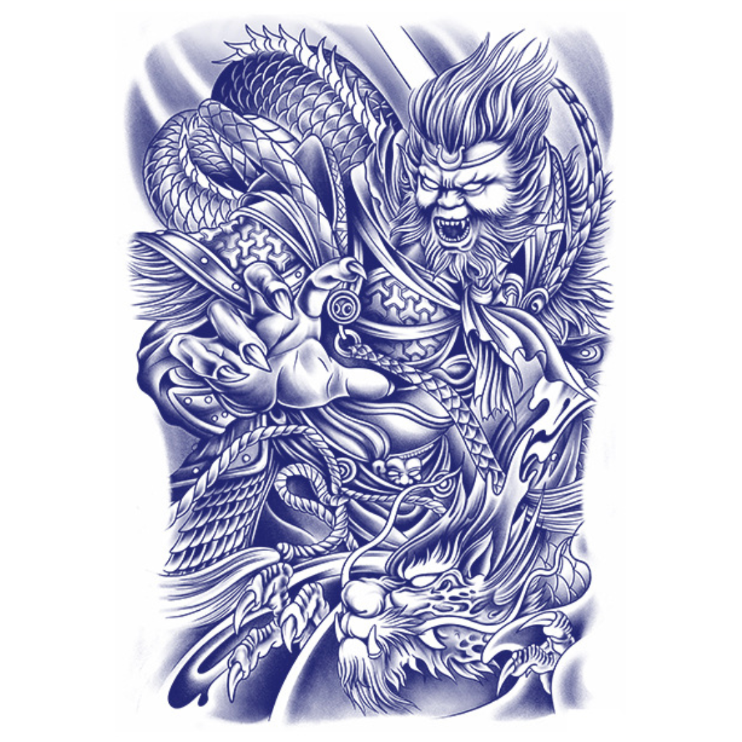 1 Sheet Monkey King Full Back Semi Permanent Tattoos