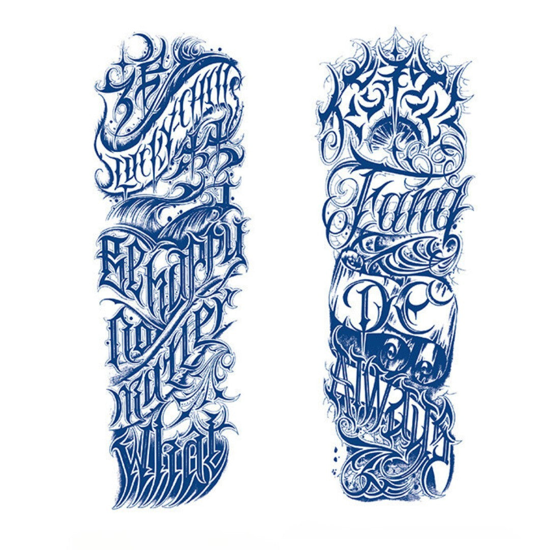 2 Sheets Cool letters Semi Permanent Sleeve Tattoos