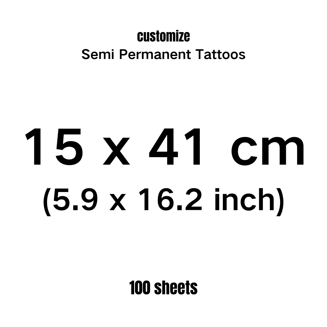 Semi Permanent Tattoo Stickers Custom Designs (Price is for 100 sheets) Last for 15 Days