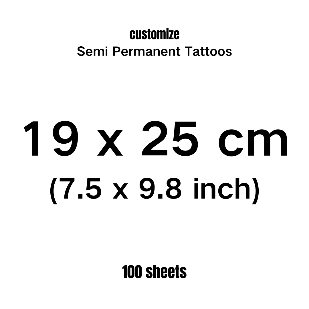 Semi Permanent Tattoo Stickers Custom Designs (Price is for 100 sheets) Last for 15 Days