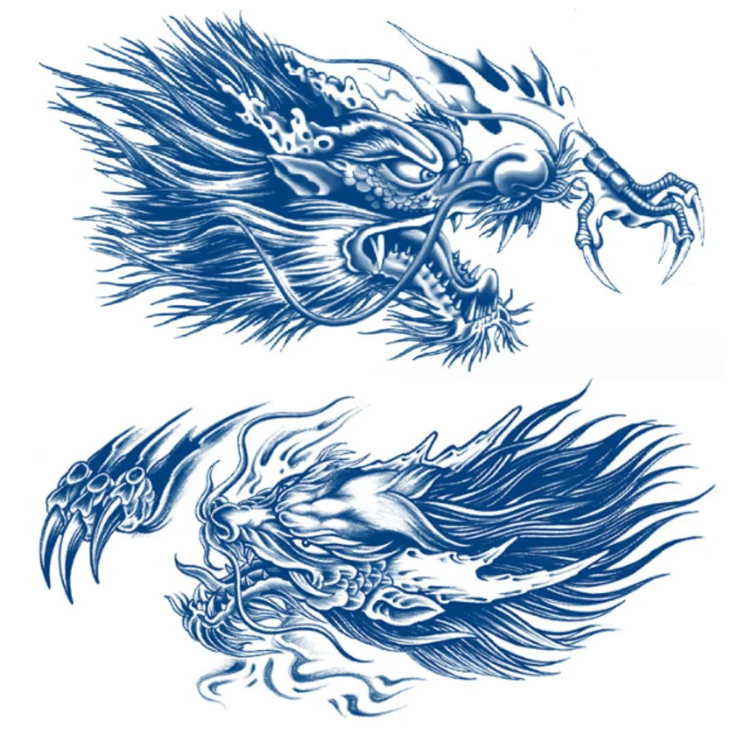 2 Sheets Dragon Style 1 Chest Shoulder Semi Permanent Tattoos